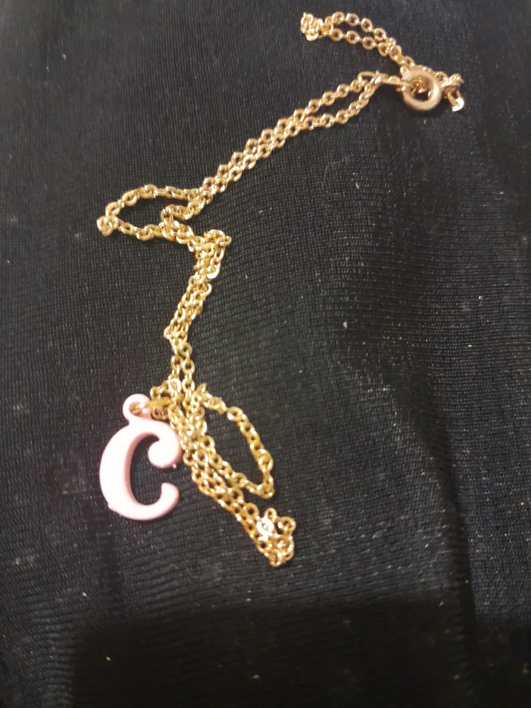 Necklace with Pink Letter C thumbnail