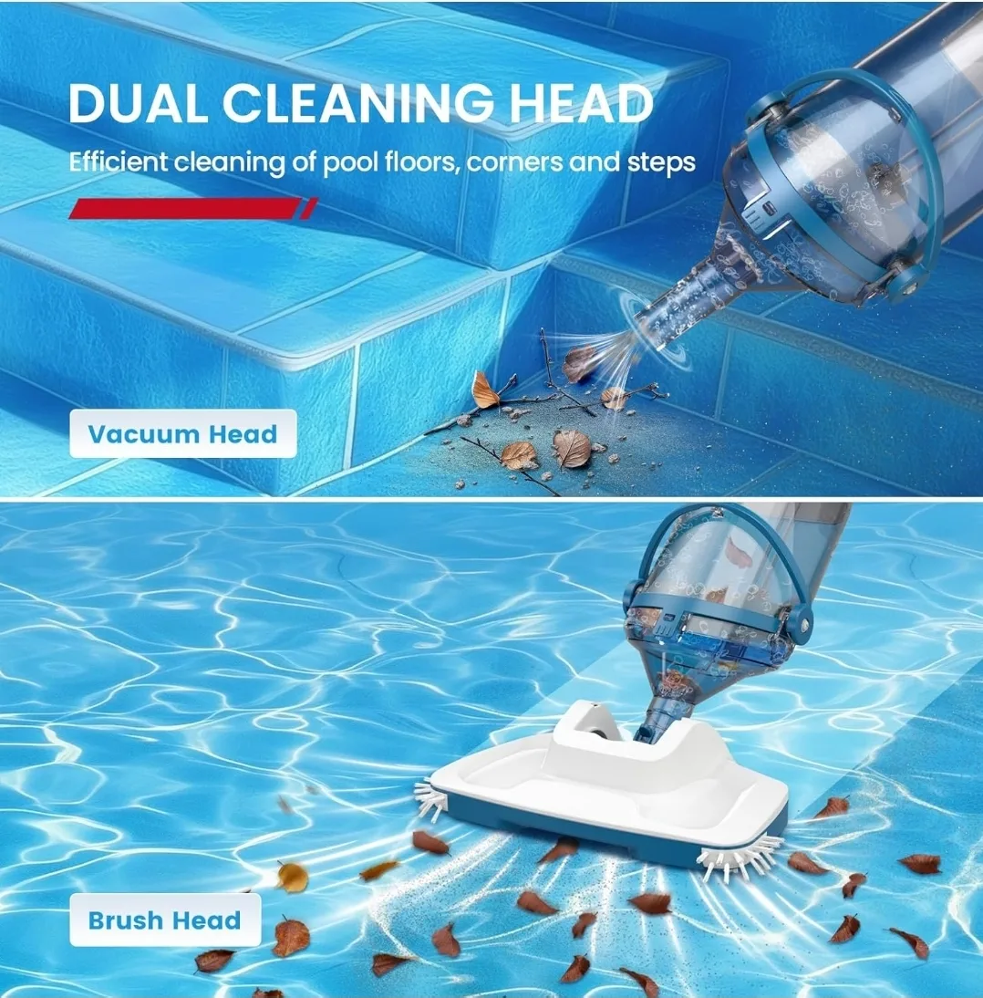 Enhulk Cordless Pool Vacuum 2025 | 13.4” Head, Telescopic Pole image indicator(9)