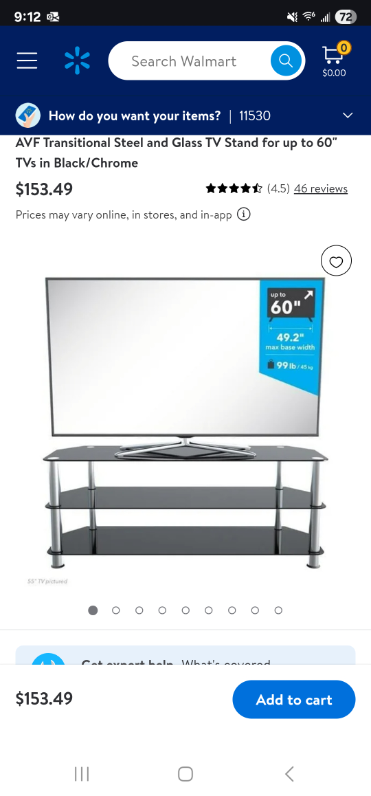 AVF Transitional Steel & Glass TV Stand - Black/Chrome