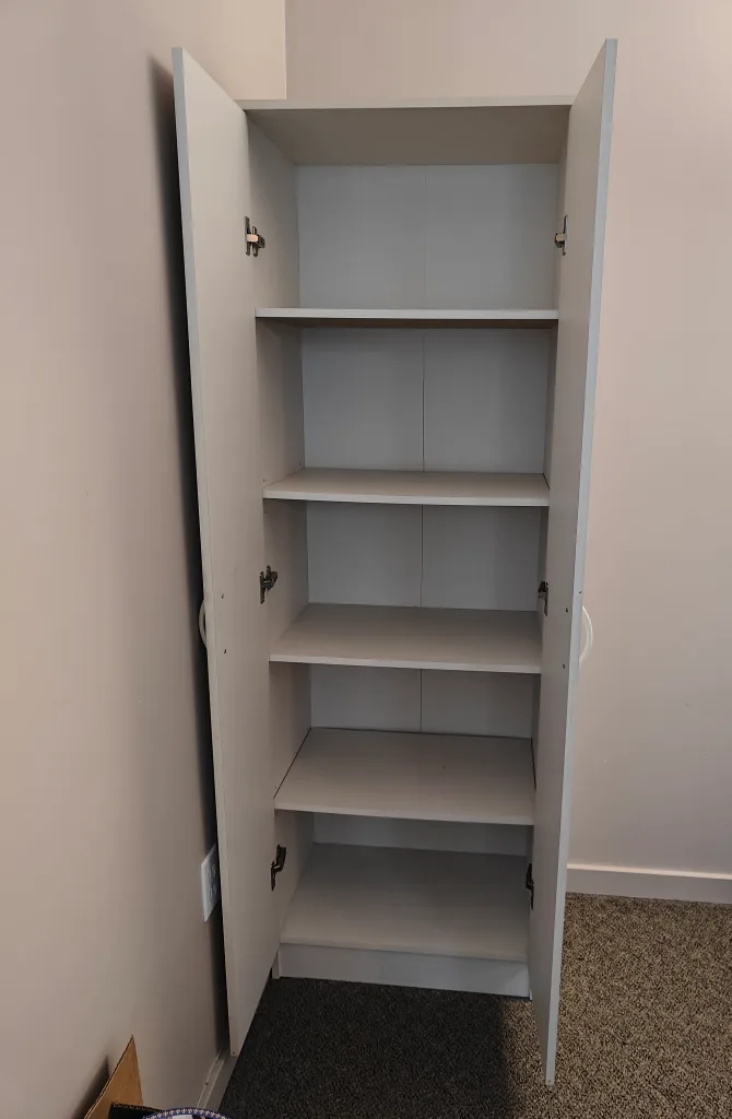 Tall White Storage Cabinet with Shelves image indicator(8)