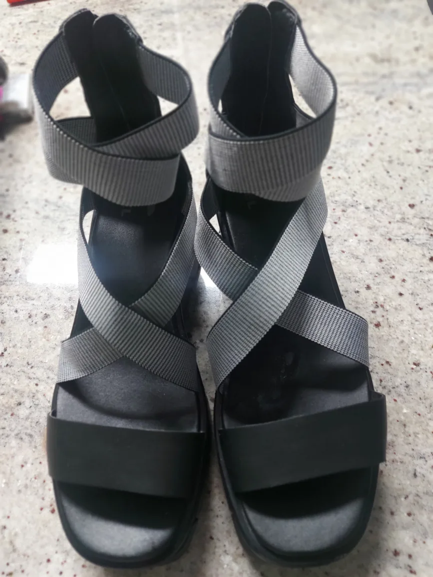 Sorel Black Wedge Sandals - Size 10 thumbnail