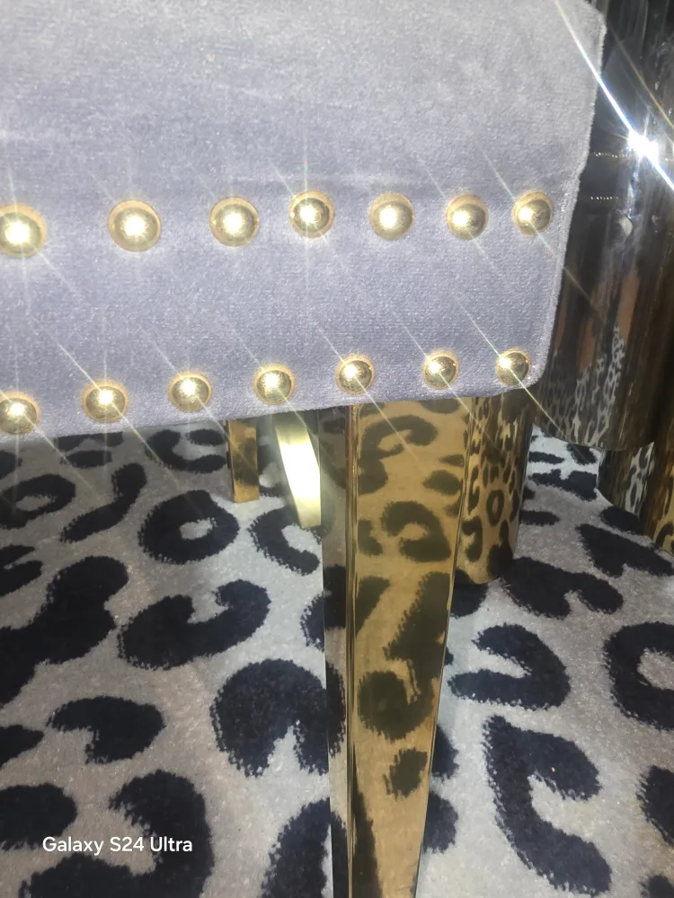 Grey Velvet Accent Chair with Gold Legs image indicator(4)