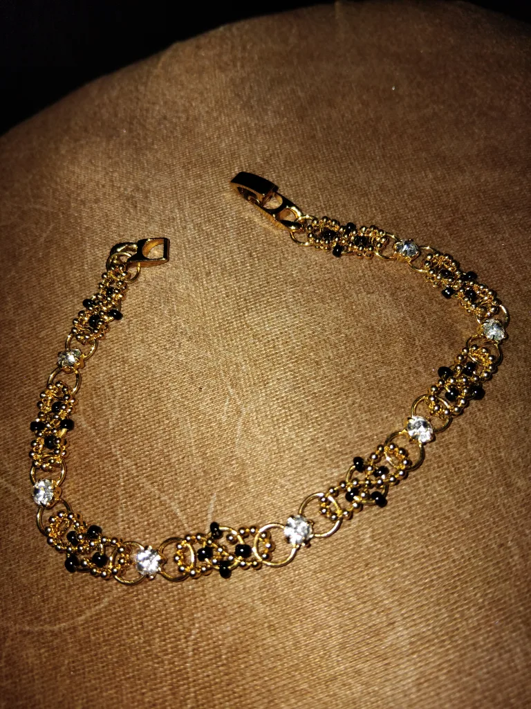Gold-tone Bracelet with Black & Crystal Beads thumbnail