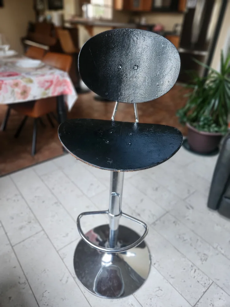 Black Bar Stool with Chrome Base thumbnail