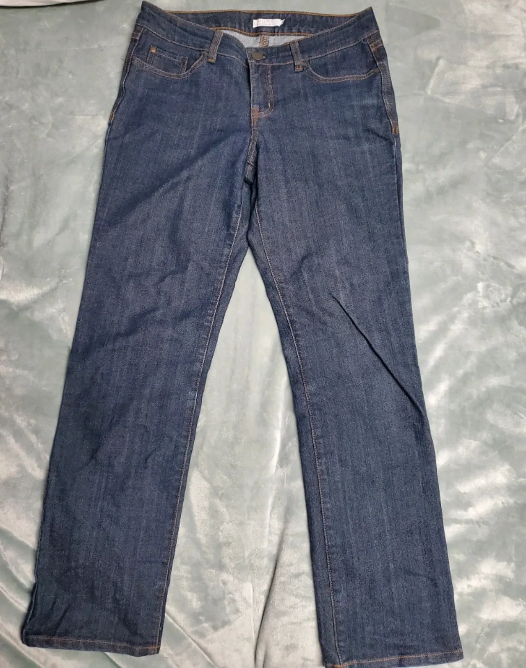 Alfred Sung dark wash straight leg jeans thumbnail