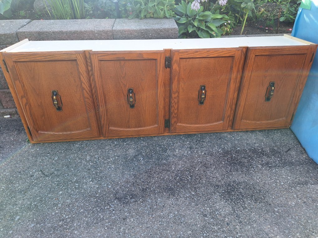 Oak  Kitchen Cabinet with Doors and Shelves - photo 3