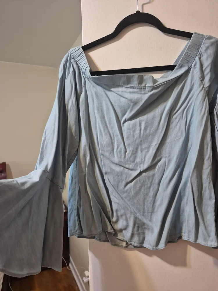 Light Blue Off-the-Shoulder Blouse thumbnail
