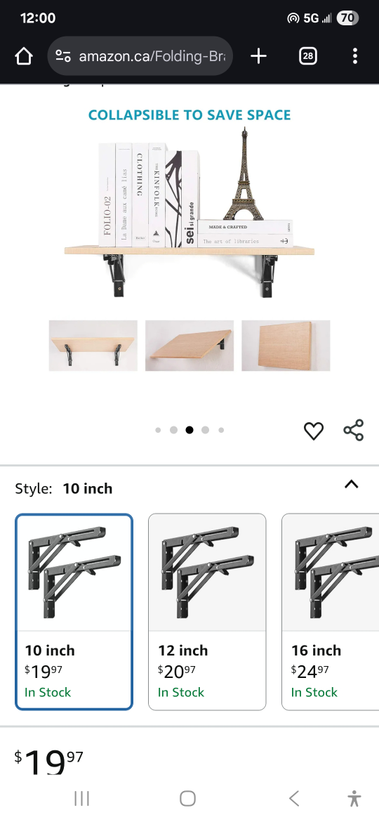 Fold Bracket  for tabel, bench, shelf- 10 Inch - photo 4