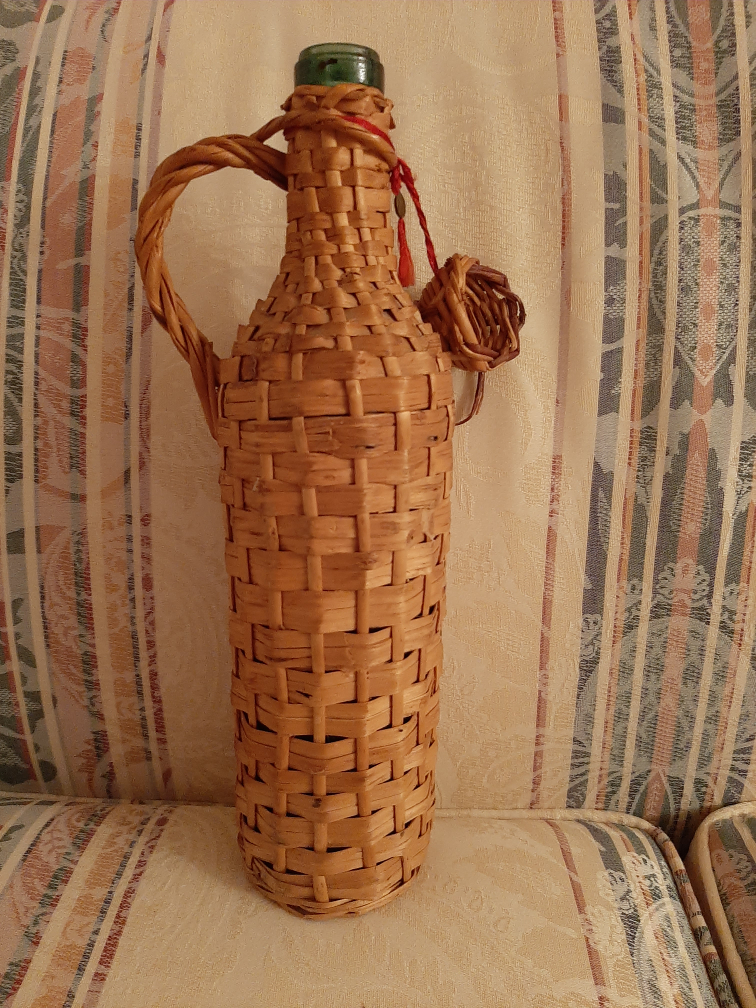 Wicker Wrapped Wine Bottle