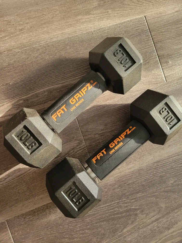 Pair of 10lb Dumbbells with Fat Gripz image indicator(2)