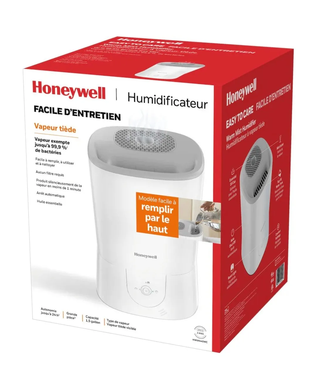 Honeywell HWM440WC Top Fill Warm Mist Humidifier thumbnail