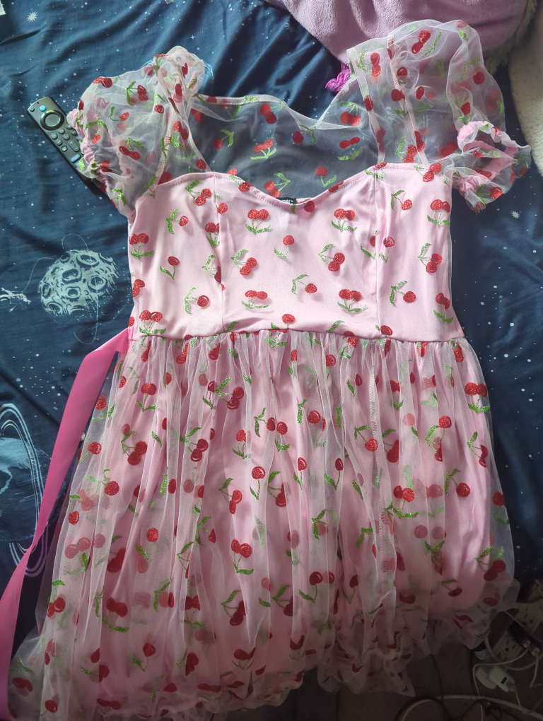 Pink Cherry Print Dress