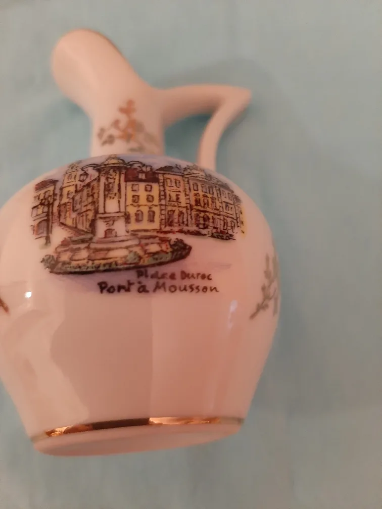 Vintage Mini Porcelain Pitcher - Pont a Mousson thumbnail
