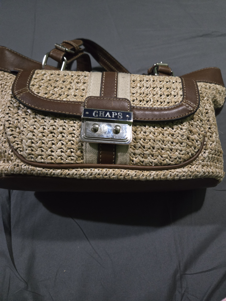 Chaps Straw & Leather Handbag - photo 5