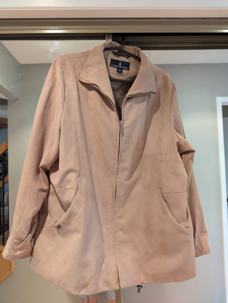 Women's London Fog All Weather Suede Jacket - Size L thumbnail