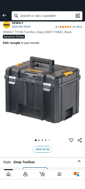 DeWalt TSTAK Tool Box, Deep DWST17806, Black image indicator(5)