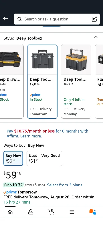 DeWalt TSTAK Tool Box, Deep DWST17806, Black image indicator(6)