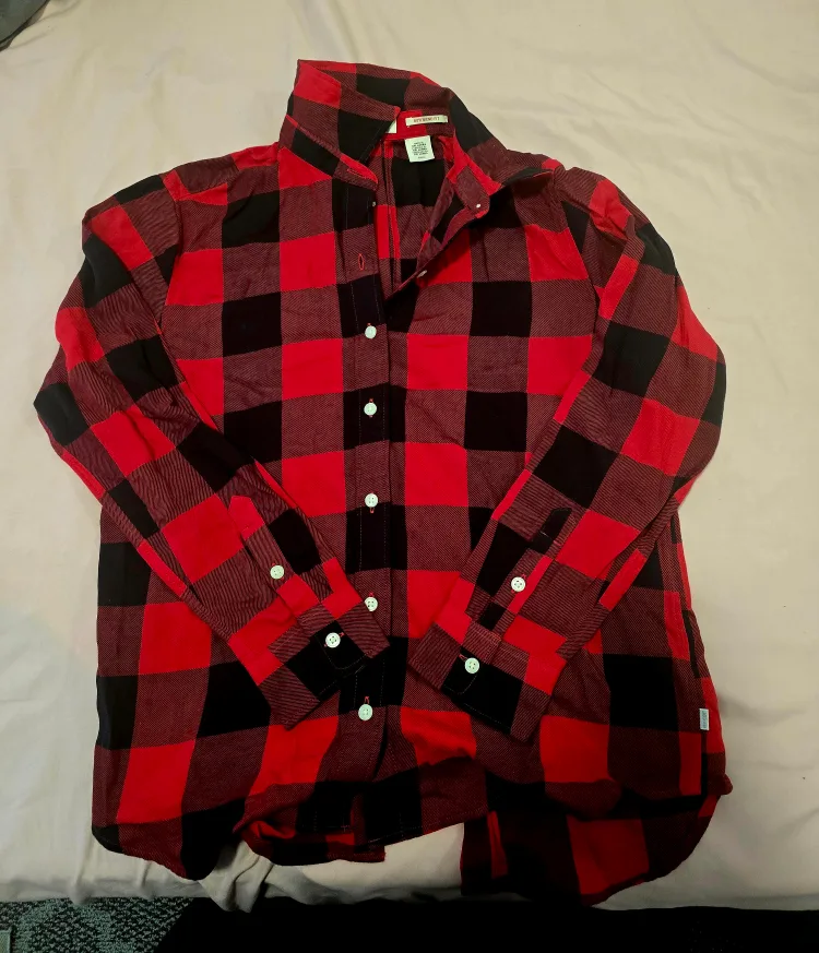 Levi's Red & Black Buffalo Plaid Flannel Shirt thumbnail