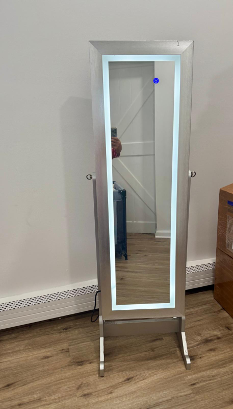LED Lighted Jewelry Armoire Mirror Cabinet