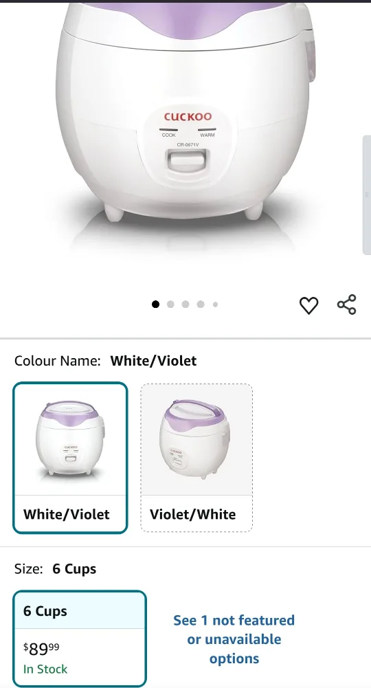 Cuckoo CR-0671V Rice Cooker - 6 Cups image indicator(2)