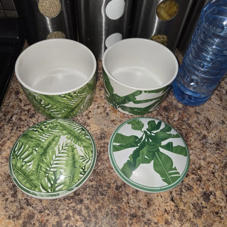 Tropical Print Ceramic Bowls with Lids image indicator(3)