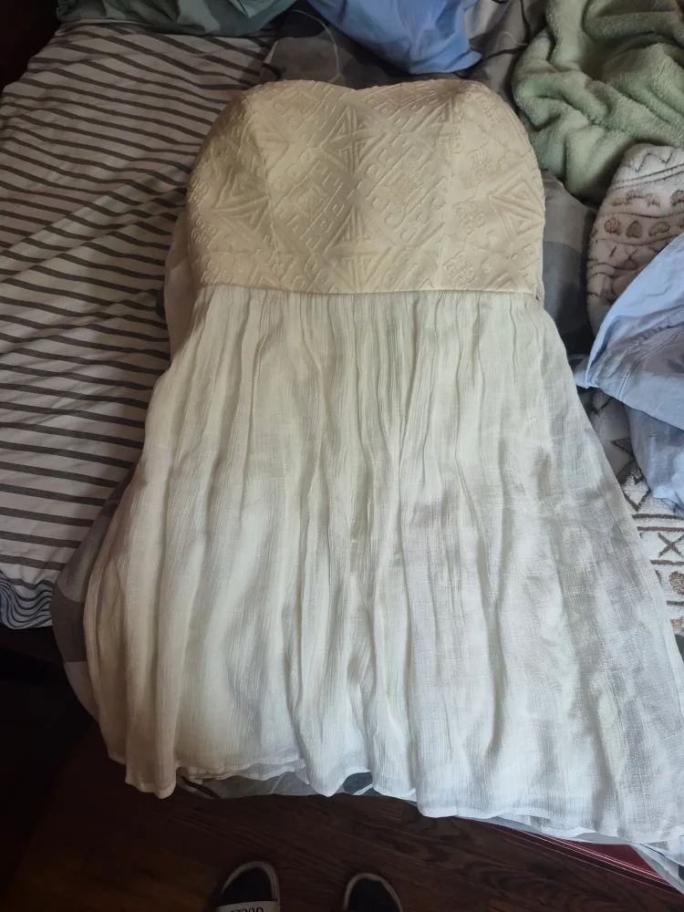 Cream Strapless Mini Dress thumbnail