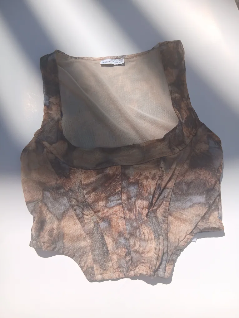 Bershka Marble Print Corset Top - Size S image indicator(3)
