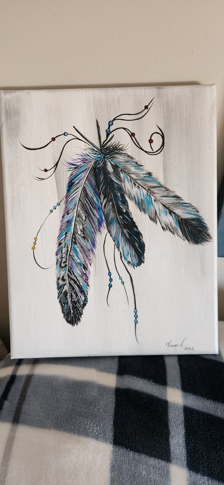 Feather Painting on Canvas