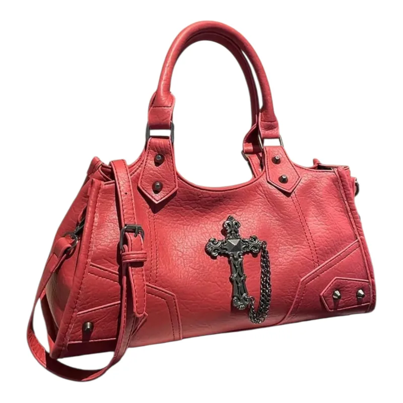 Crossbody Bag with Cross Detail - Blue