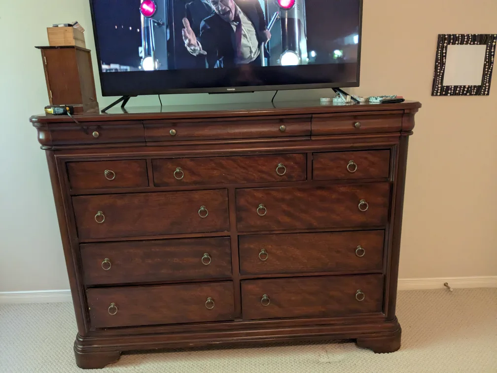 Dark Wood Dresser with Multiple Drawers
