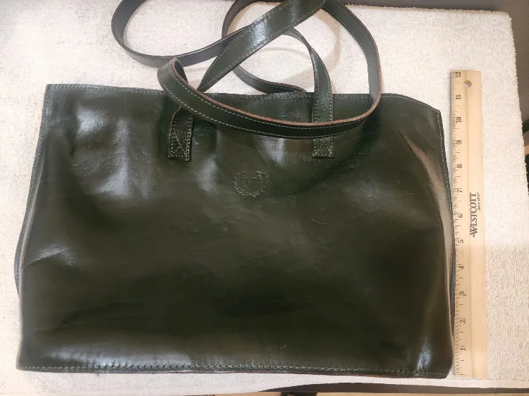 Vintage Firenze Leather Tote Bag - Green thumbnail