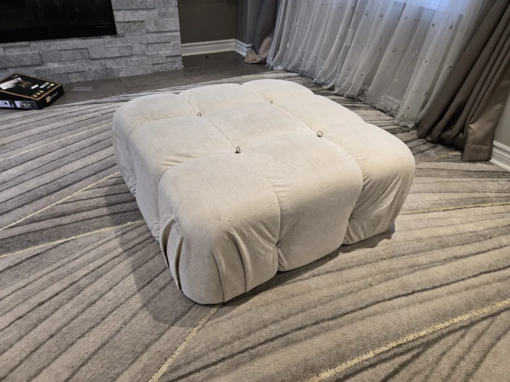 Beige Tufted Ottoman thumbnail