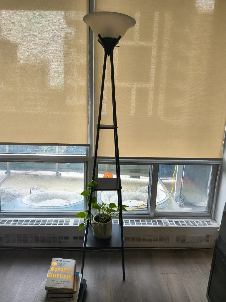 Black Metal Floor Lamp with Shelves thumbnail