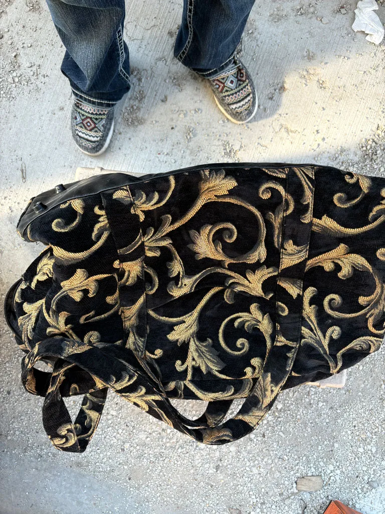 Patterned Black & Gold Travel Bag thumbnail