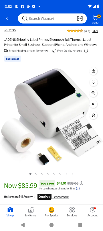 JADENS Bluetooth 4x6 Thermal Label Printer - New