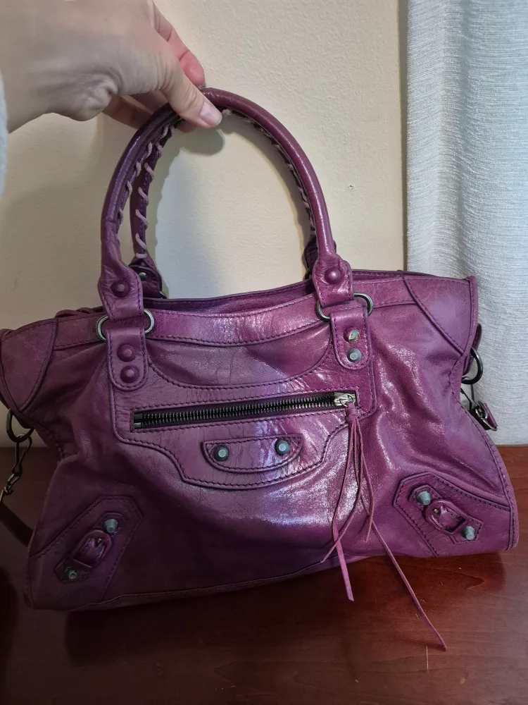 Balenciaga Paris Purple Leather Handbag thumbnail