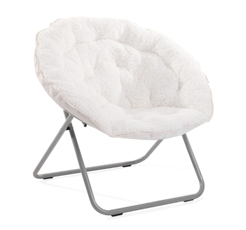 Foldable Moon Chair-Saucer chair - Cream Sherpa