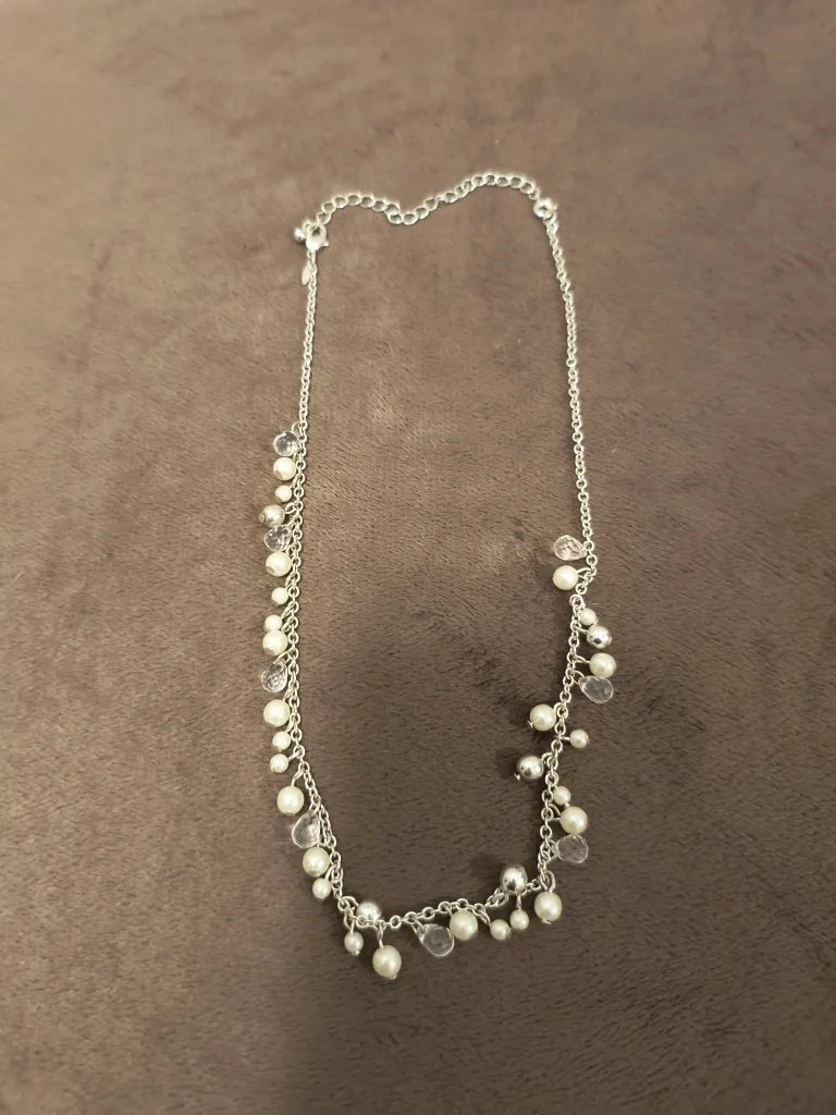 Silver Tone Necklace with Pearls thumbnail