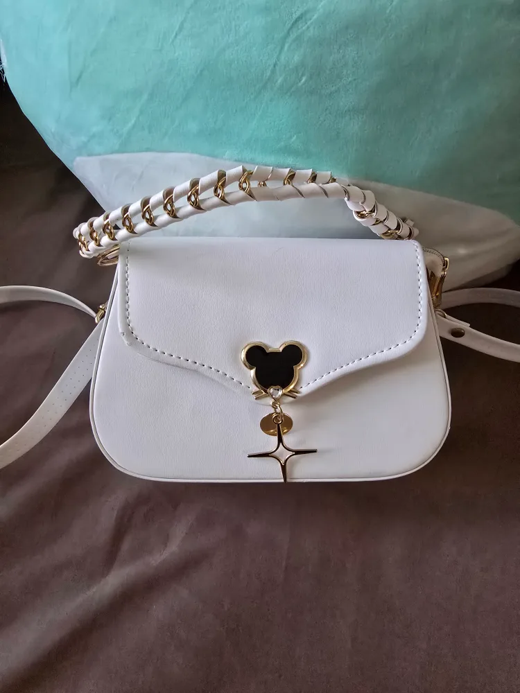 White Handbag with Gold Accents thumbnail