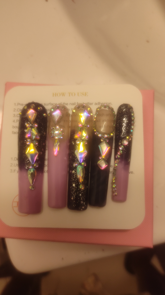 Press-on Nails with Rhinestone Accents