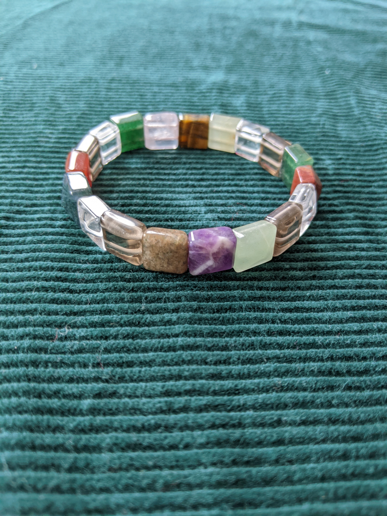 Gemstone, 7 Stone Chackra Bracelet - Multi-coloured