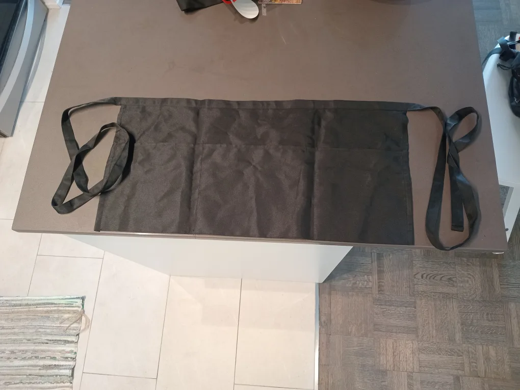 Black Apron with Pockets and Hat for serving thumbnail