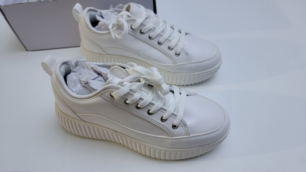 Dream Pairs Women’s Platform Sneakers, White/PU, Size 7, Lace-Up - photo 5
