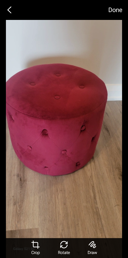 Burgundy Velvet Ottoman