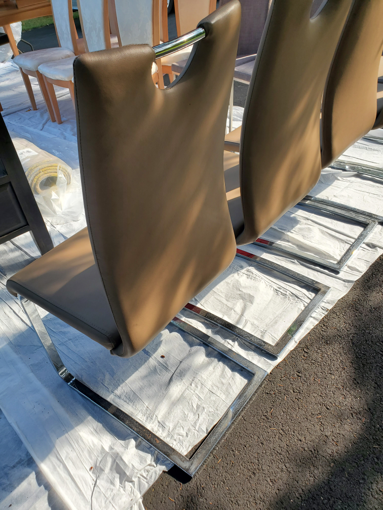Set of 5 Dining Chairs - Beige Leather - photo 4
