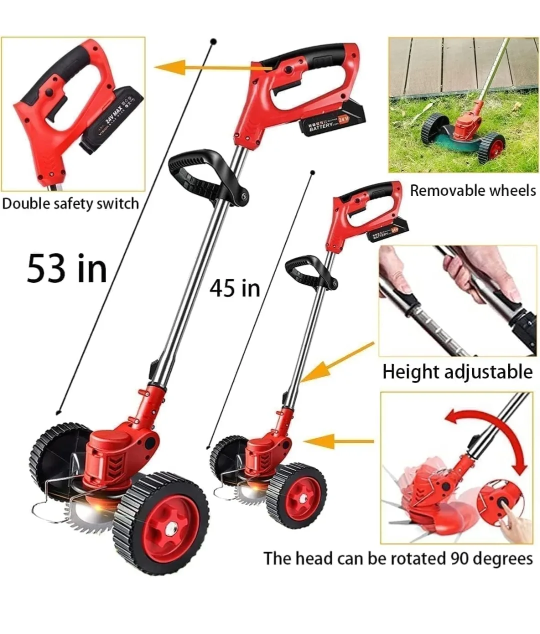 Cordless Electric Weed Eater 24V | 3-in-1 Grass Trimmer & Edger image indicator(8)