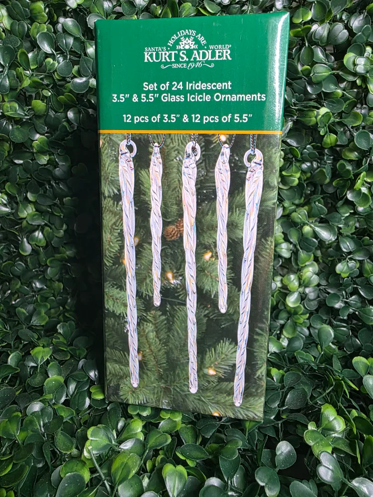 Kurt S. Adler Iridescent Glass Icicle Ornaments (24) thumbnail