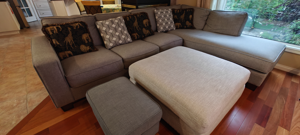 Grey Sectional Sofa with Ottoman
