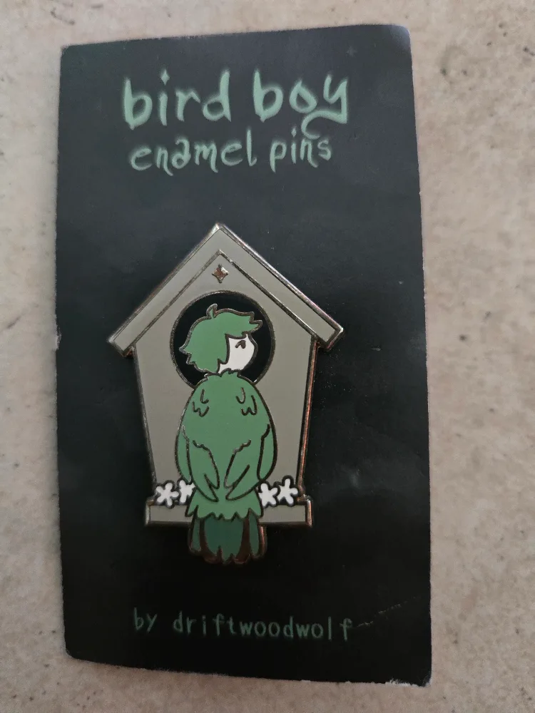 Original Art Pin: Bird Boy Enamel Pin by Driftwoodwolf image indicator(2)