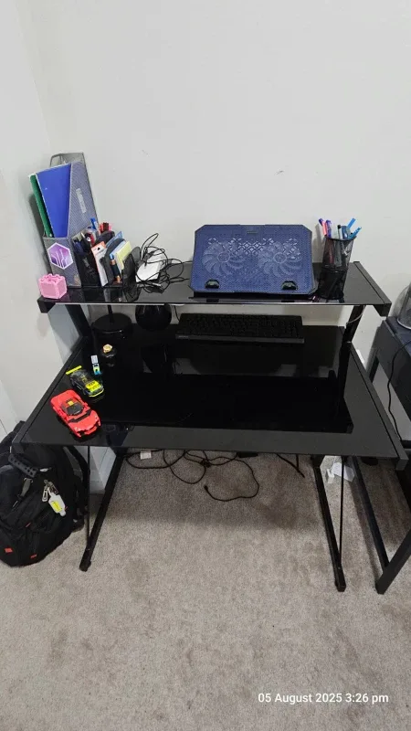 Black Glass Top Computer Desk thumbnail